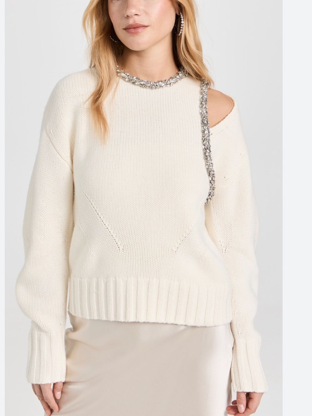 SIMKHAI Monroe Pullover with Crystals Ivory Women’s Large